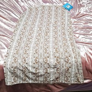 Coolibar Feather Weight 🪶 Straight Skirt - Brown & White Ethnic Pattern Size L